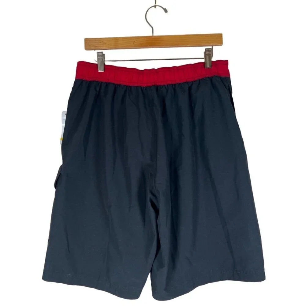 NWT Speedo Size M Black Red‎ Black Swim Shorts / Trunks Color Blocked Speedry